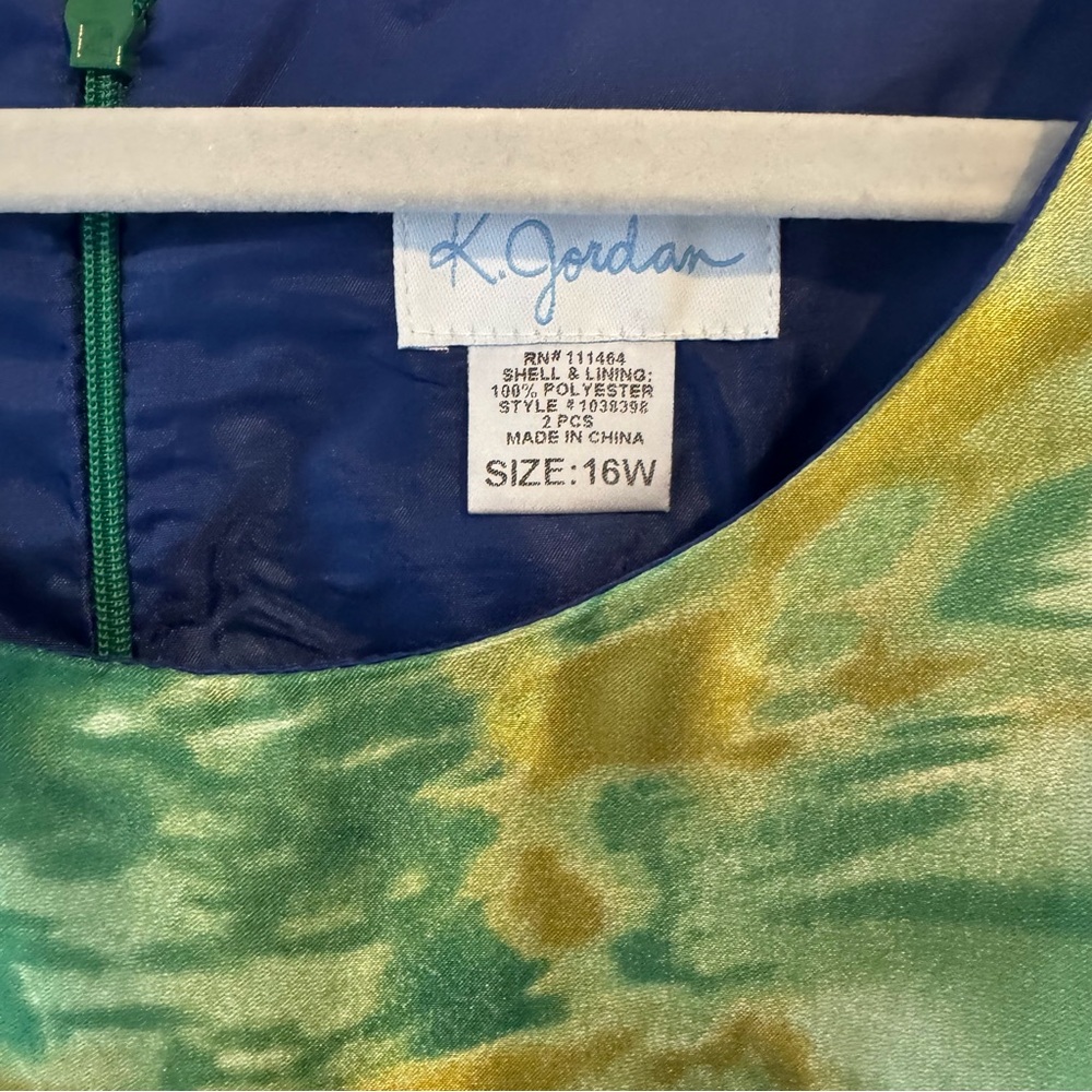 K. Jordan Maxi Coat & Dress Avant Garde Blue Green Floral Satin Set 16W - Picture 11 of 14